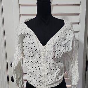 Elegant White Eyelet SHORT SET IVORY WHITE